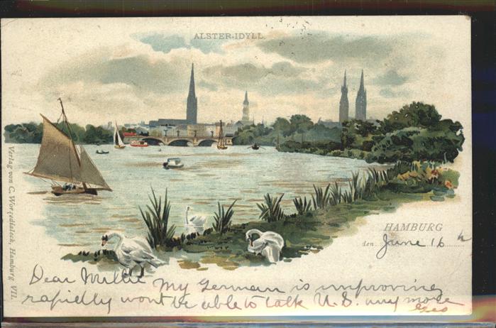 Hamburg Alster Idyll Segelschiffe