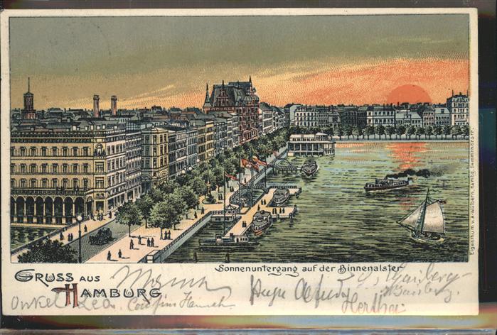 Hamburg Sonnenuntergang an der Binnenalster