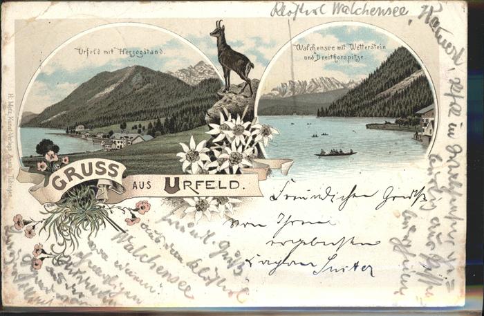 Urfeld Walchensee mit Herzogstand Wetterstein und Dreitho