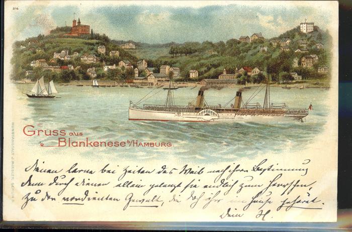 Blankenese Hamburg Partie am Süllberg Dampfschiff