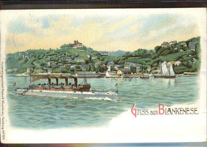 Blankenese Hamburg Partie am Süllberg Dampf Segelschiffe