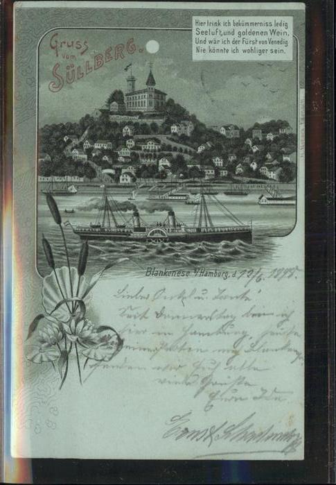 Blankenese Hamburg Partie am Süllberg Dampf Segelschiffe