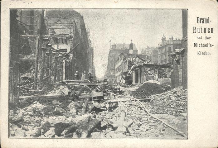 Hamburg Brandruinen bei der Michaeliskirche