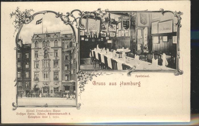Hamburg Hotel Deutsches Haus Speisesaal