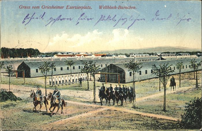 Griesheim Hessen Exerzierplatz Wellblech-Baracken Soldat