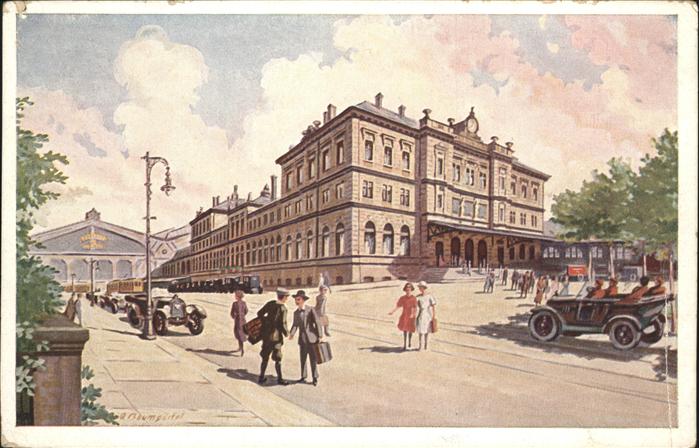 CHEMNITZ Sachsen Hauptbahnhof Kuenstlerkarte Baumgaertel