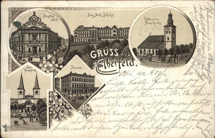 Elberfeld Wuppertal Berg. Märk. Bahnhof Hauptkirceh