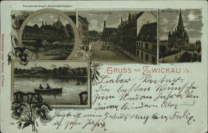 Zwickau Sachsen Moritzkirche Hauptmarkt Paradiesbrücke