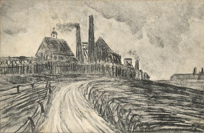 Zwickau Sachsen Zeichnung Künstlerkarte Marianne Keil S