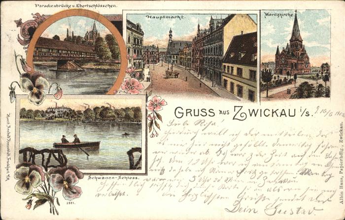 Zwickau Sachsen Moritzkirche Hauptmarkt Paradiesbrücke