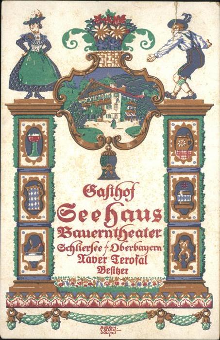 Schliersee Gasthof Seehaus Bauerntheater Wappen Tracht