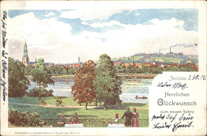 Zwickau Sachsen Neujahrsgruesse Staedtebild Landschaft