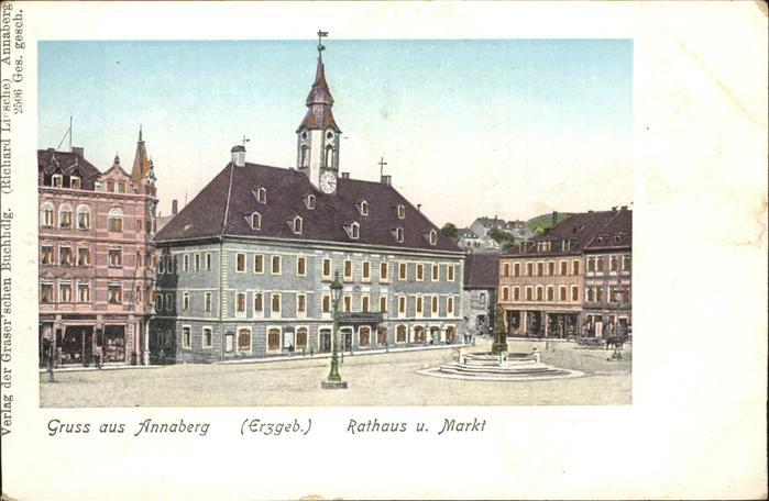 Annaberg-Buchholz Erzgebirge Rathaus Markt Goldfenster