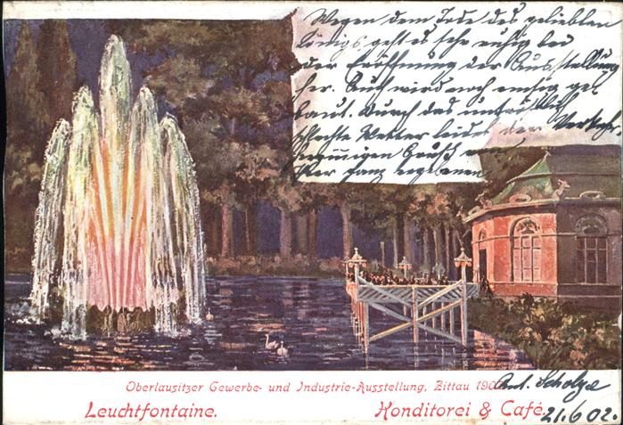 Zittau Leuchtfontaine Konditorei Cafe Industri