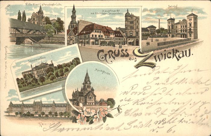 Zwickau Sachsen Moritzkirche Bahnhof Hauptmarkt