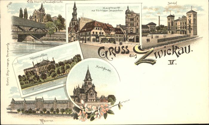 Zwickau Sachsen Hauptmarkt Bahnof Schwanenschloss