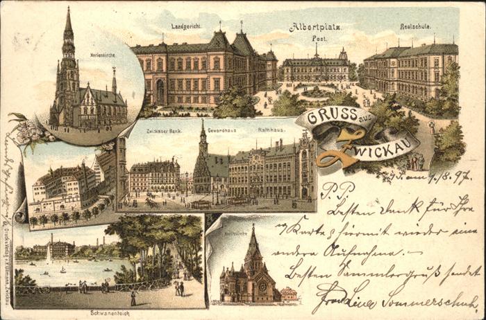 Zwickau Sachsen Realschule Albertplatz Post Landgericht