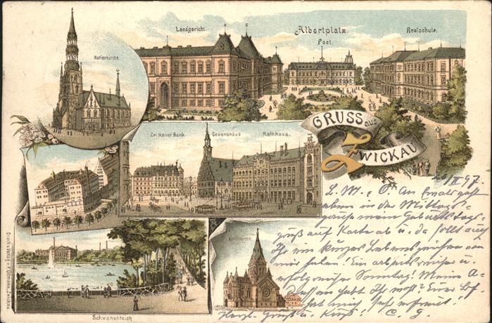 Zwickau Sachsen Albertplatz Realschule Landgericht