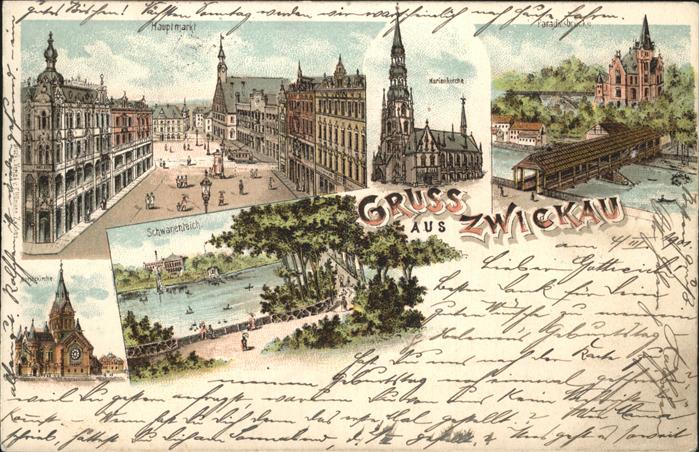 Zwickau Sachsen Marienkirche Schwanenteich