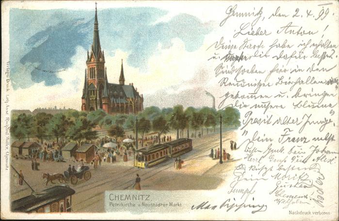 Chemnitz Petrikirche Neustädter Markt Strassenba