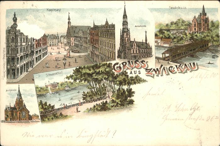 Zwickau Sachsen Paradiesbrücke Hauptmarkt Marienkirche
