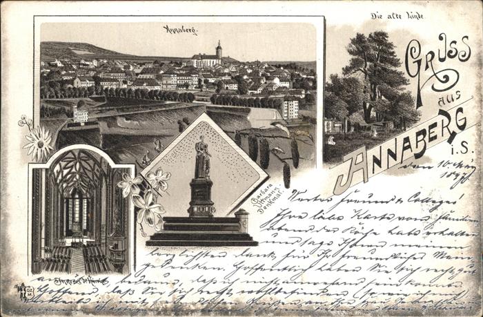 Annaberg-Buchholz Erzgebirge alte Linde Barbara Uttmann Denkmal