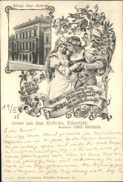 Elberfeld Wuppertal Königl. Bayr. Hofbräu Bes. Emil Becker