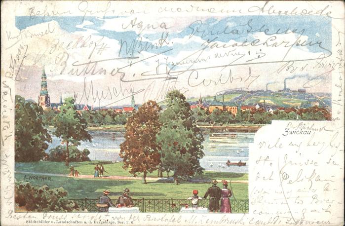 Zwickau Sachsen Künstlerkarte A. Noether