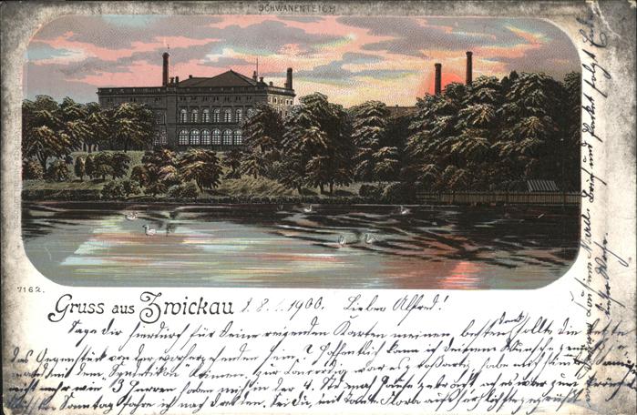 Zwickau Sachsen Schwanenteich Abendstimmung