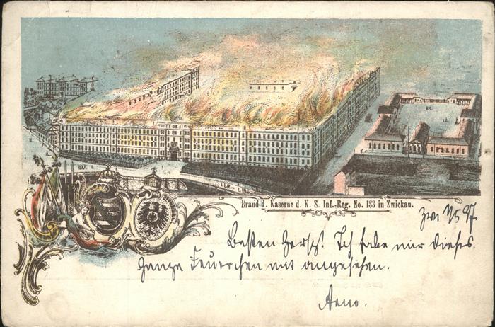Zwickau Sachsen Kaserne K. S. Inf. Reg. No. 133 Wappen