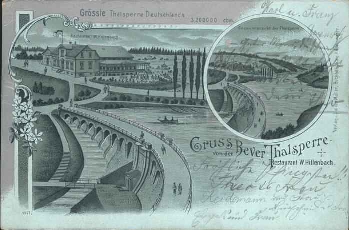 Hueckeswagen Bevertalsperre Restaurant W. Hillenbach