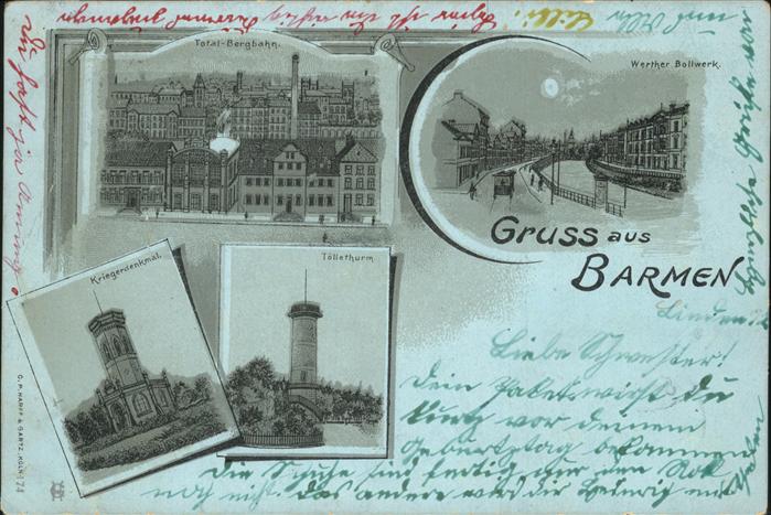 Barmen Wuppertal Werther Bollwerk Strassenbahn Töllethur