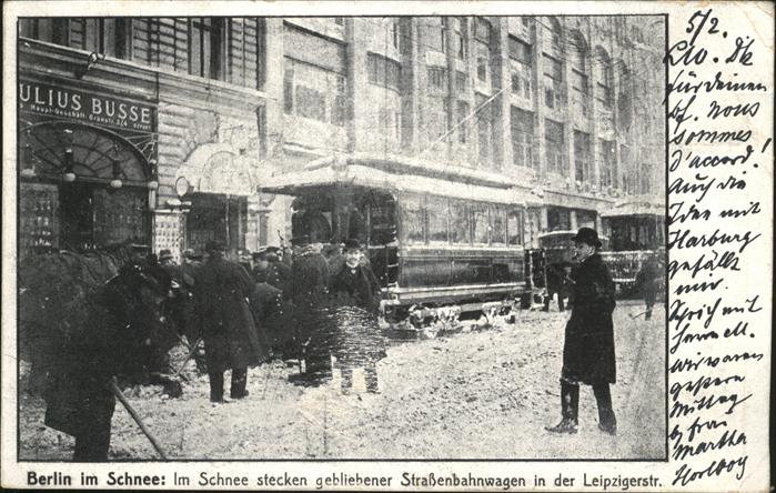 BERLIN  CITY im Schnee Strassenbahn Leipzigerstrasse