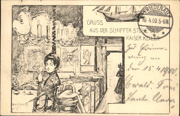 BERLIN  CITY Gaststaette Kaiser Keller Schiffer Stube Statue Kaiser Wilhelm II K