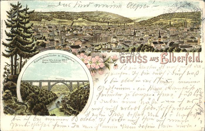 Elberfeld Wuppertal Totalansicht Eisenbahnbrücke Müngsten