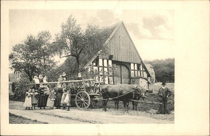Bethel Bielefeld Bäuerliches Anwesen Ochsenkarren Kinder