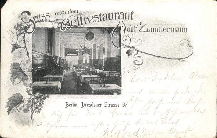Berlin Weltrestaurant Adolf Zimmermann