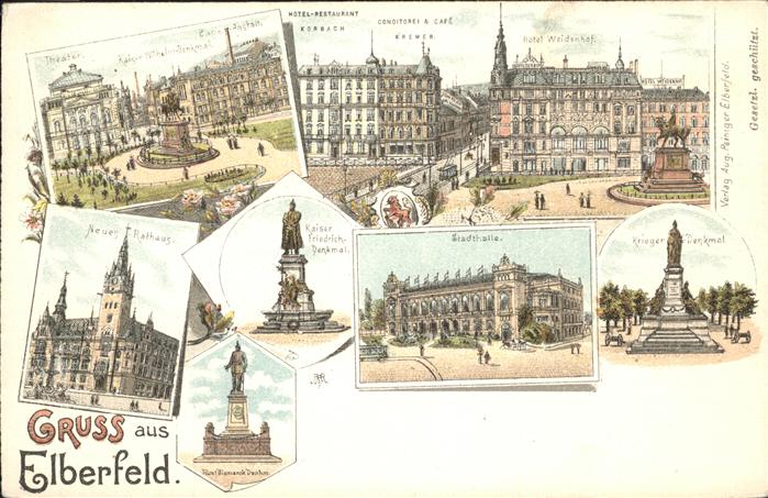 Elberfeld Wuppertal Hotel Weidenhof Kaiser Wilhelm Kaiser Friedrich Denkmal Thea