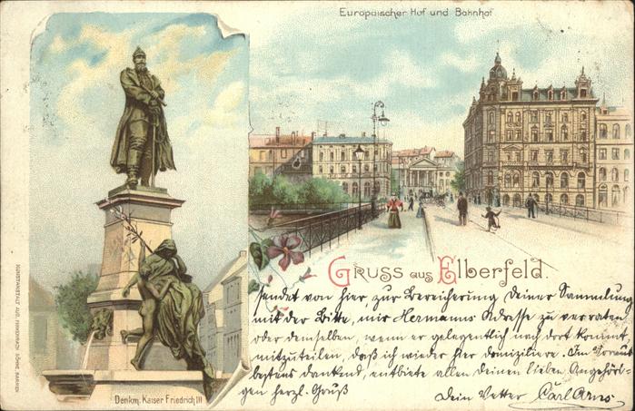 Elberfeld Wuppertal Europäischer Hof Bahnhof Kaiser Friedri