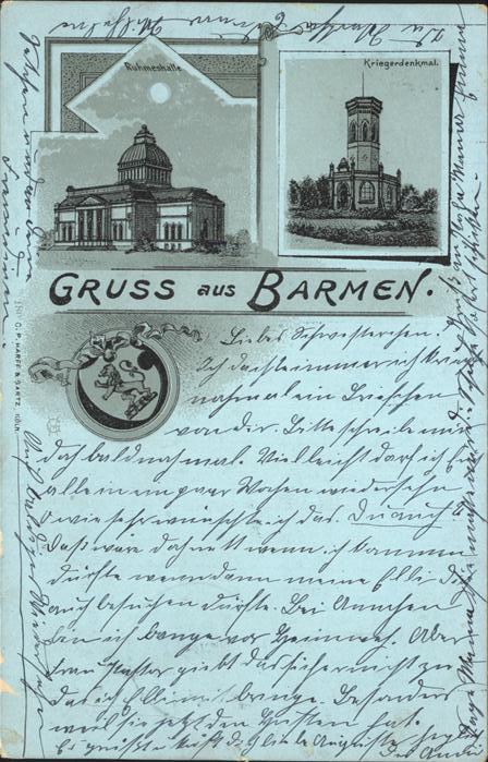 Barmen Wuppertal Ruhmeshalle Kriegerdenkmal Wappen