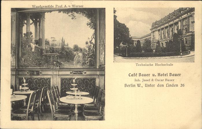 BERLIN  CITY Cafe Hotel Bauer Unter den Linden Wandgemaelde Prof. Werner Feldpos