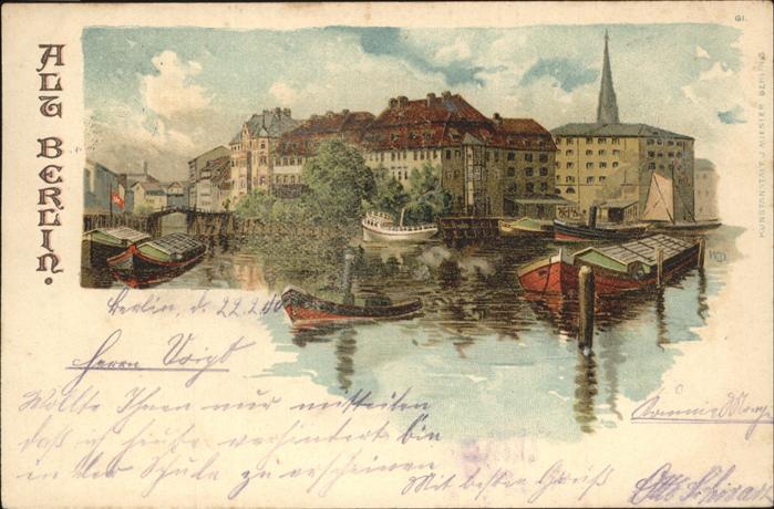 BERLIN  CITY Teilansicht Alt-Berlin Kirchturm Boot