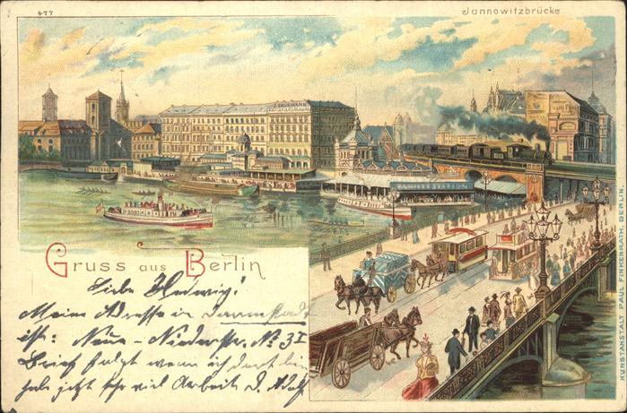 Berlin Jannowitzbrücke Dampfer Kirchturm Pferd