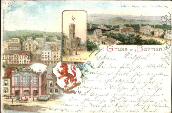 Barmen Wuppertal Villen beim Tölleturm Kriegerdenkmal Be