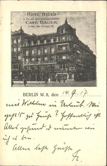 Berlin Hotel Cafe Bauer Unter den Linden Feldp
