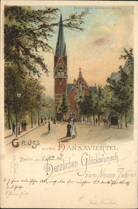 Berlin Hansaviertel Kirche Neujahrskarte