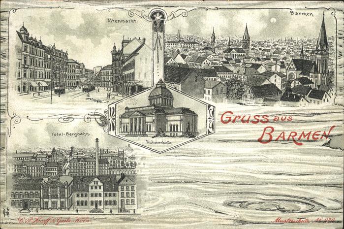 Barmen Wuppertal Altenmarkt Panorama im Mondschein Kirch