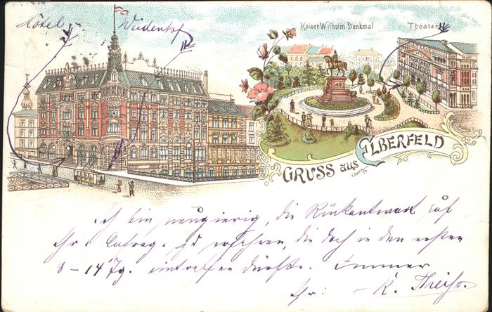 Elberfeld Wuppertal Kaiser Wilhelm Denkmal Theater Hotel Weidenhof
