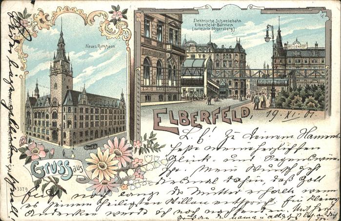 Elberfeld Wuppertal Rathaus Schwebebahn Barmen