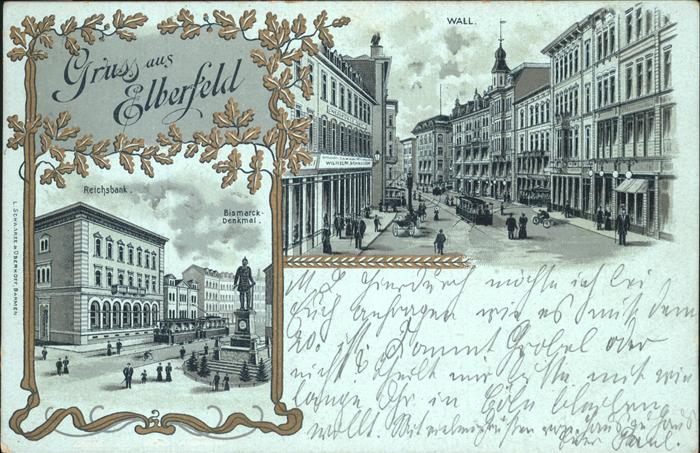 Elberfeld Wuppertal Reichsbank Wall Strassenbahn Bismarck D